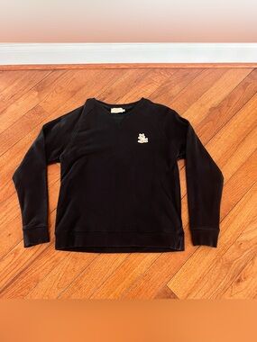 MAISON KITSUNE Black Crewneck Sweatshirt with Fox Patch